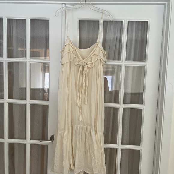 Loup Charmant 100% Cotton Cream Tie Back Midi Dress - Picture 10 of 11